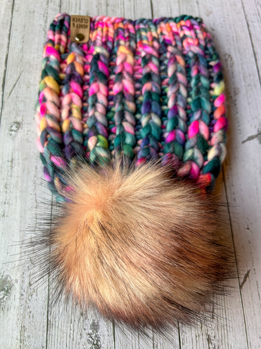 100% Merino Wool Knit Hat | Braided Hearts Beanie