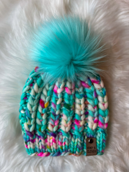 Kid's 100% Merino Wool Luxury Knit Beanie | Kid/Youth 3-7 | Braided Hearts Beanie