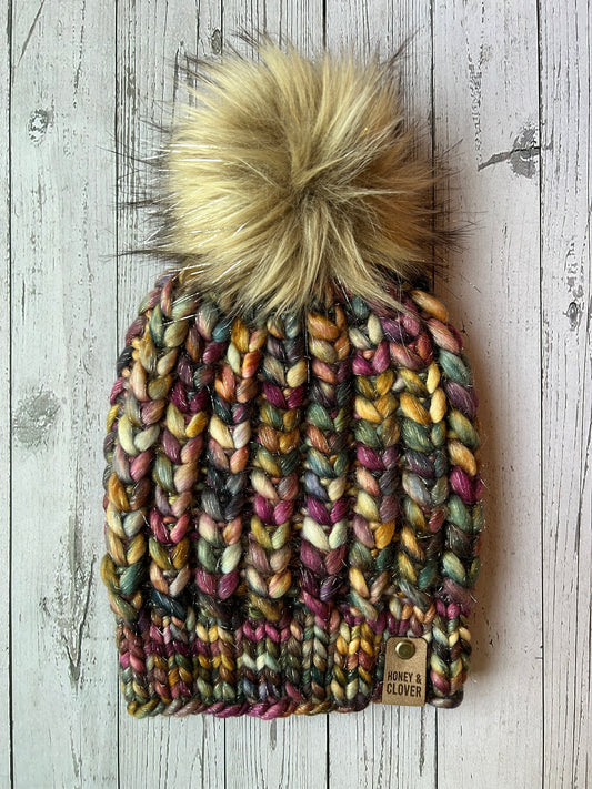 100% Merino Wool Knit Hat | Braided Hearts Beanie