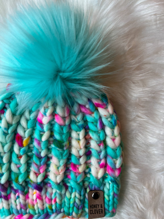 Kid's 100% Merino Wool Luxury Knit Beanie | Kid/Youth 3-7 | Braided Hearts Beanie