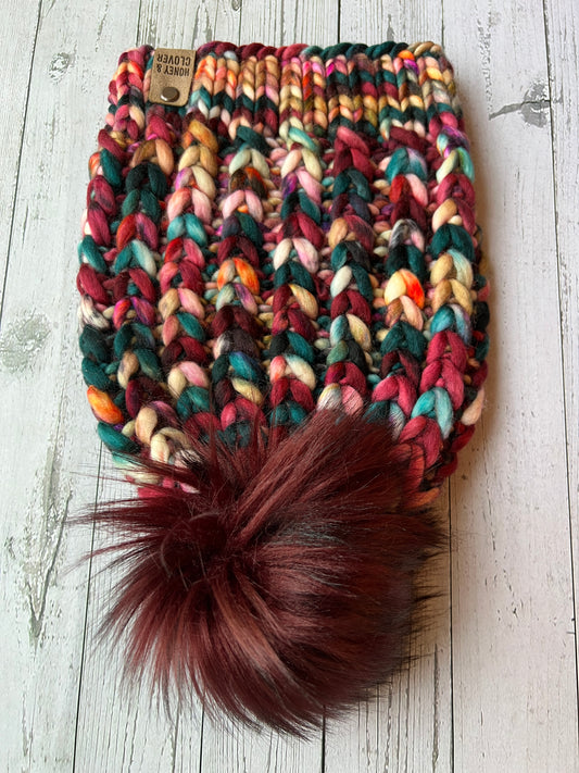 100% Merino Wool Knit Hat | Braided Hearts Beanie