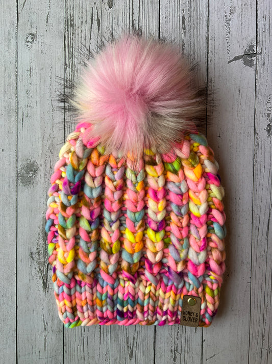 100% Merino Wool Knit Hat | Braided Hearts Beanie