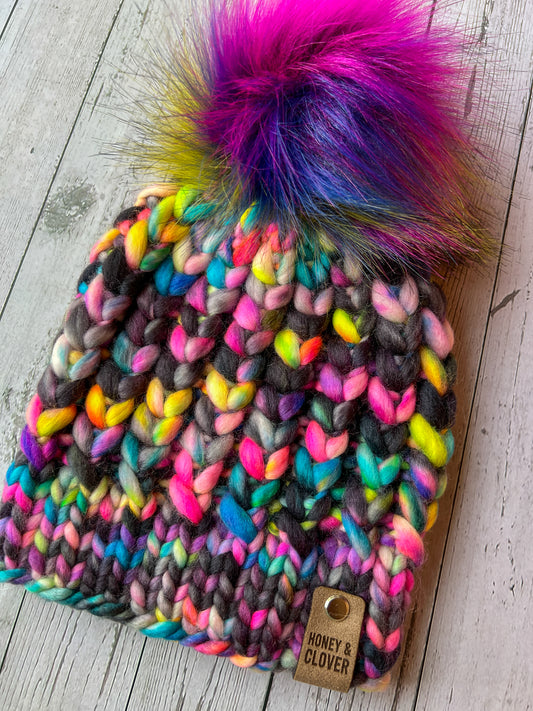Kid's 100% Merino Wool Luxury Knit Beanie | Kid/Youth 3-7 | Braided Hearts Beanie