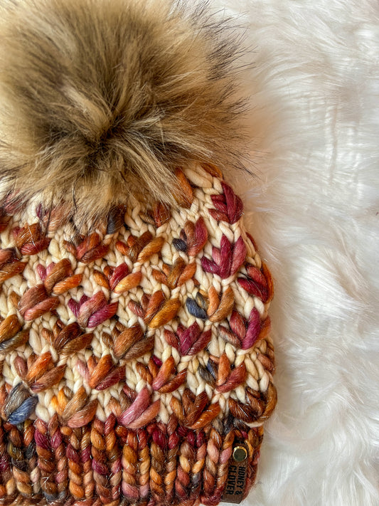 100% Merino Wool Knit Hat | Lotus Flower Beanie