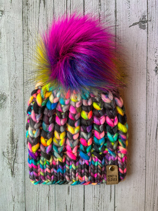 Kid's 100% Merino Wool Luxury Knit Beanie | Kid/Youth 3-7 | Braided Hearts Beanie