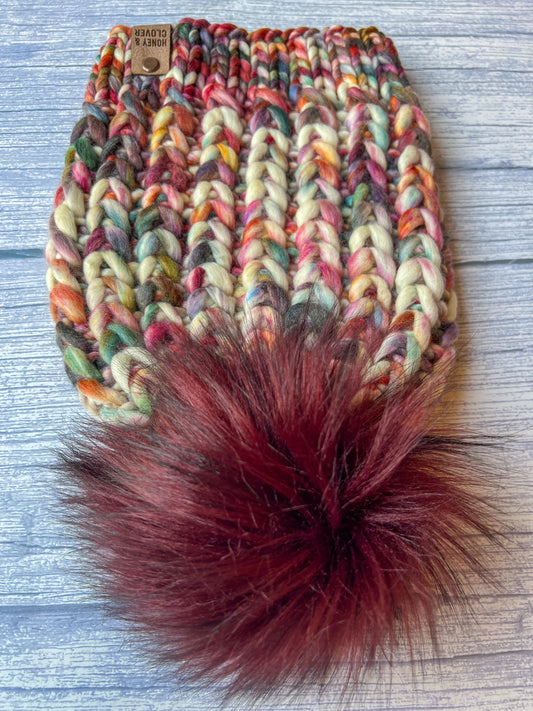 100% Merino Wool Knit Hat | Braided Hearts Beanie