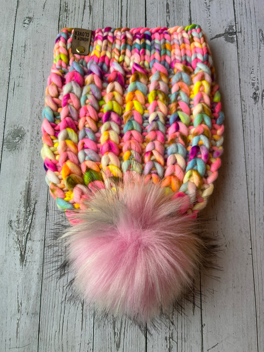 100% Merino Wool Knit Hat | Braided Hearts Beanie