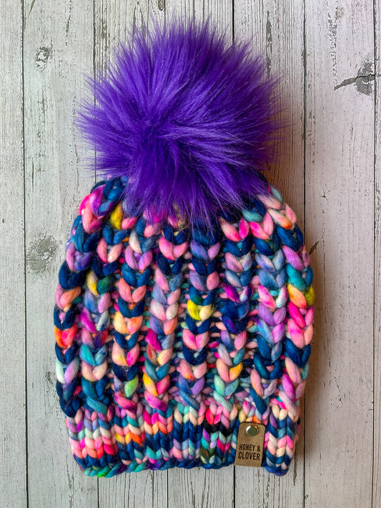 100% Merino Wool Knit Hat | Braided Hearts Beanie