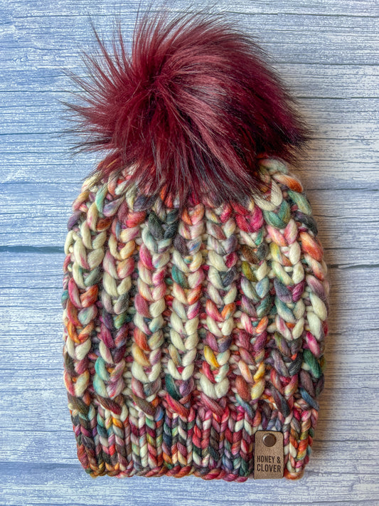 100% Merino Wool Knit Hat | Braided Hearts Beanie