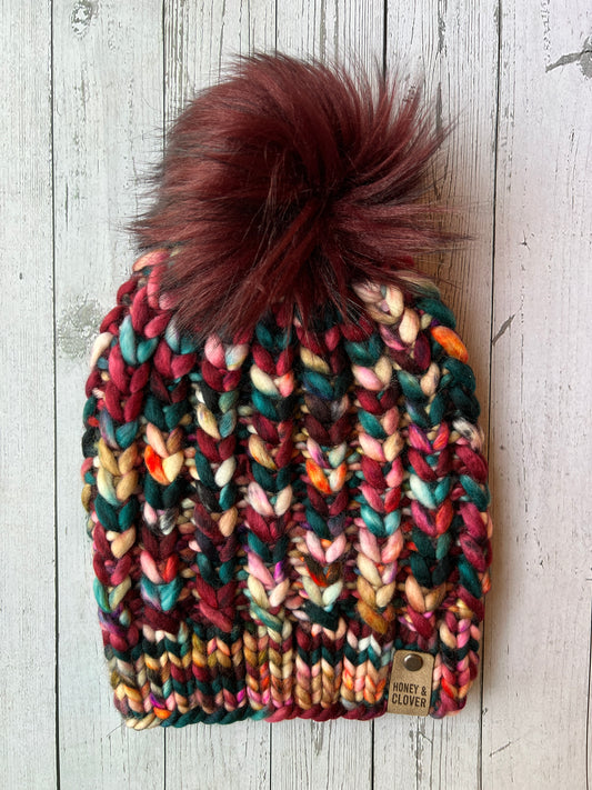 100% Merino Wool Knit Hat | Braided Hearts Beanie