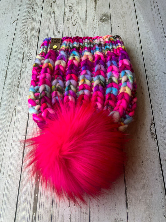 100% Merino Wool Knit Hat | Braided Hearts Beanie