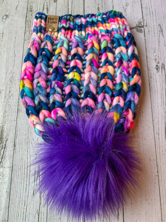 100% Merino Wool Knit Hat | Braided Hearts Beanie