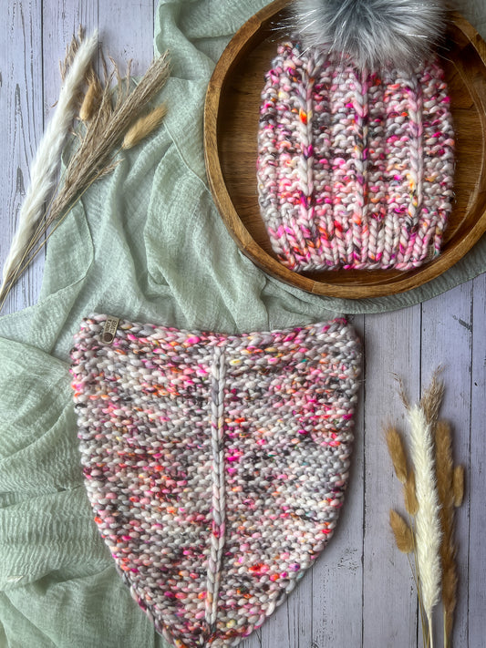 100% Merino Wool Knit Cowl & Beanie Set