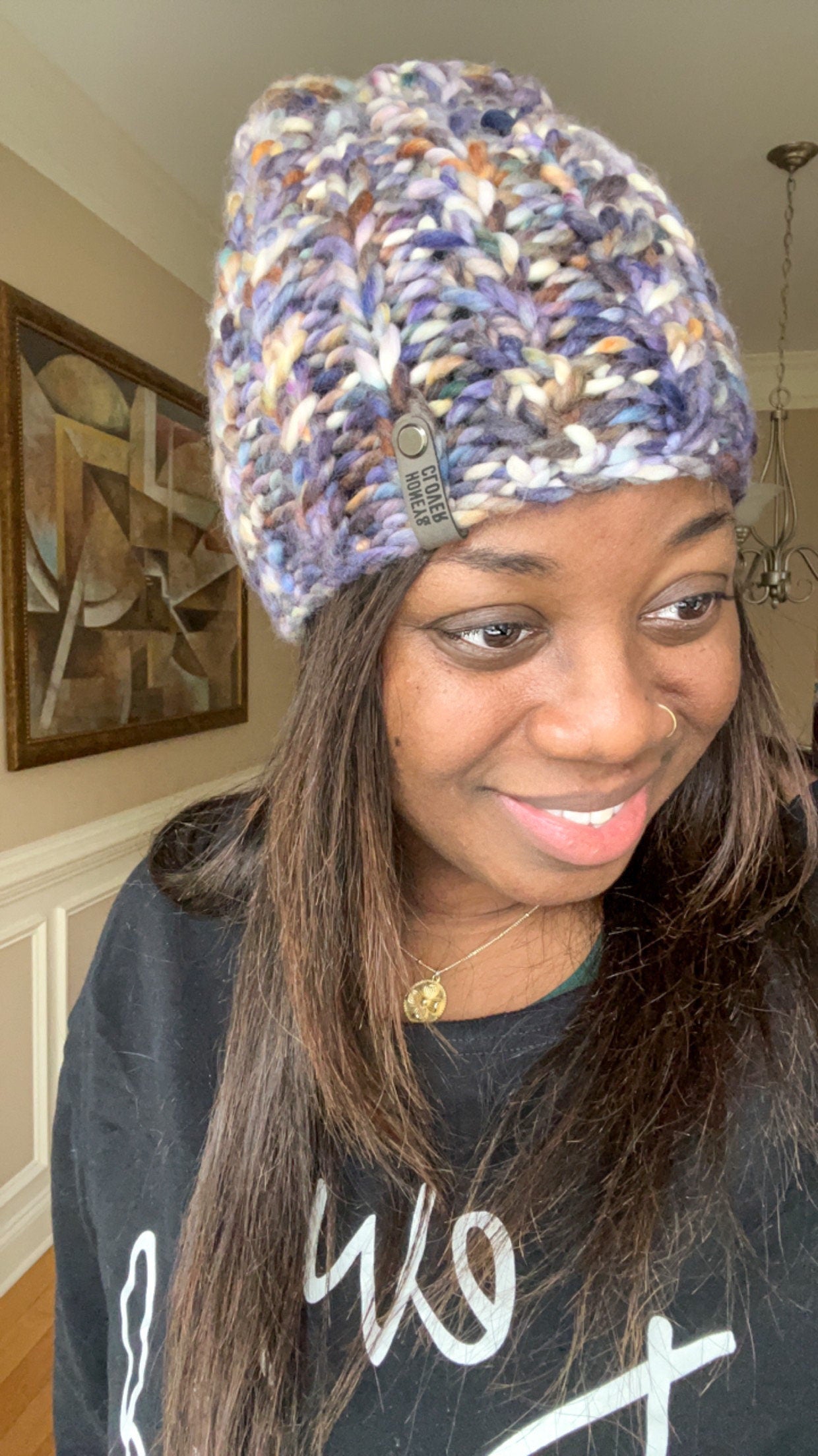 100% Merino Wool Chunky Knit Beanie with faux fur Pom Pom | Warm Wool Hat | Blue