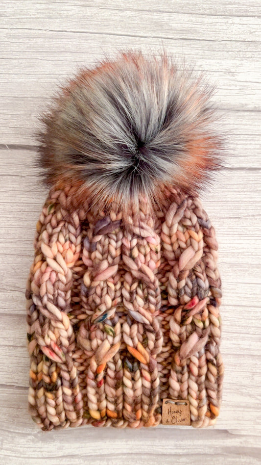 100% Merino Wool Knit Adult Hat | Sugar Twist Beanie