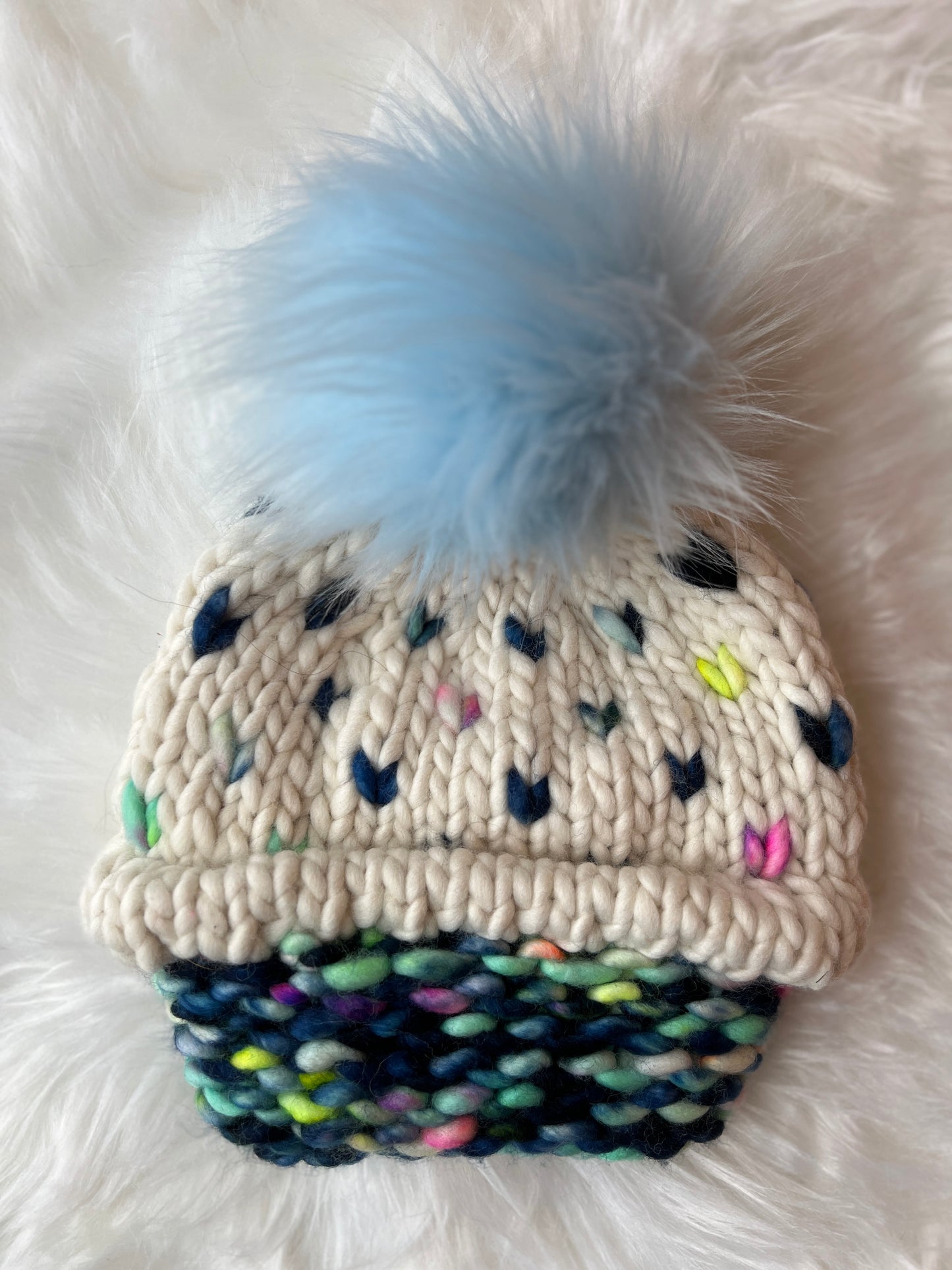 Kid's 100% Merino Wool Luxury Knit Beanie with faux fur Pom Pom | Cupcake Hat