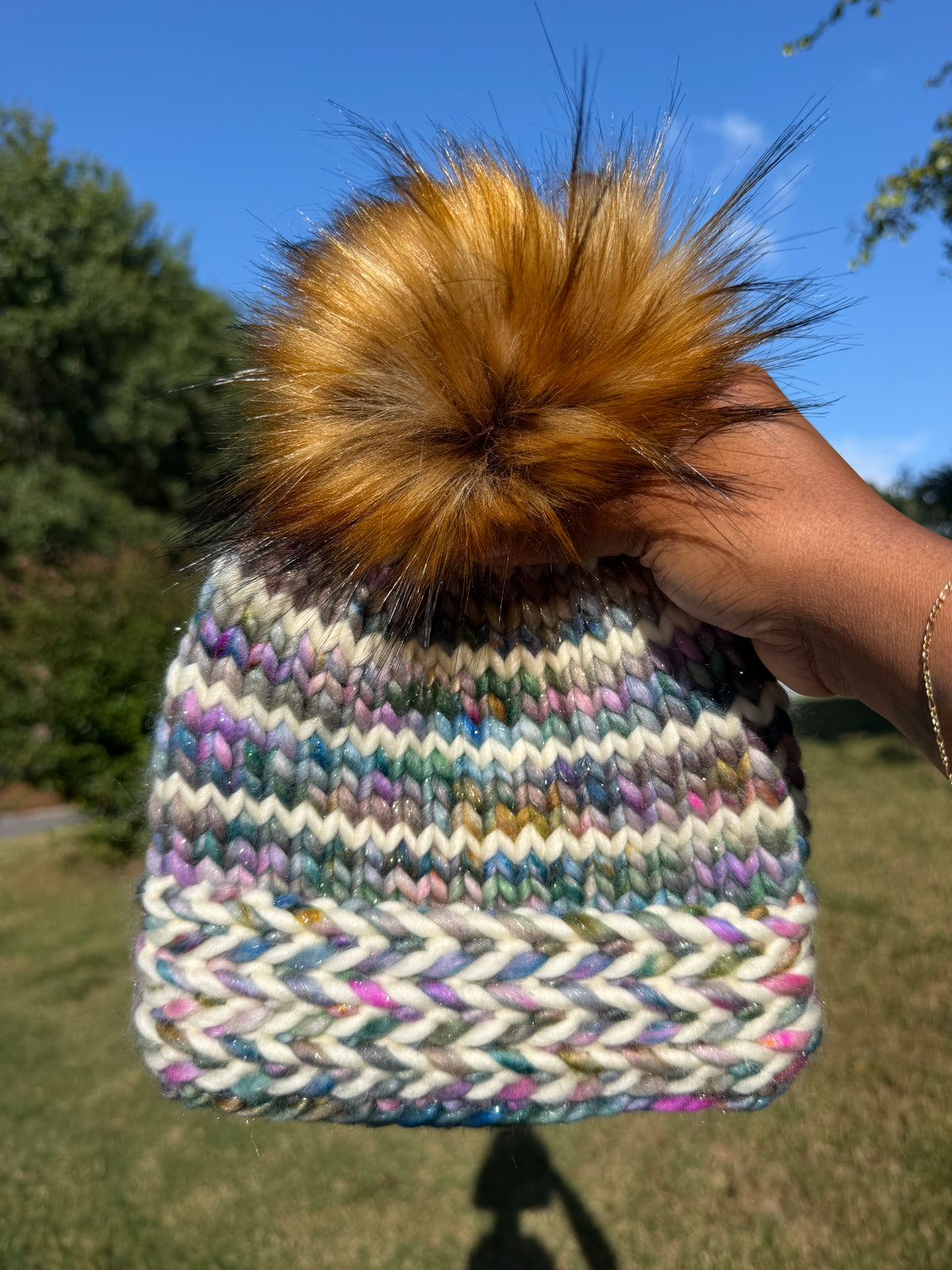 100% Merino Wool Knit Hat | Banded Braids Beanie