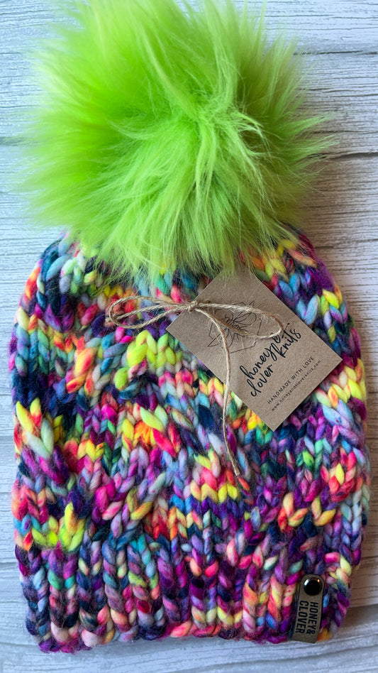 100% Merino Wool Knit Hat | Chasing Rainbows Beanie
