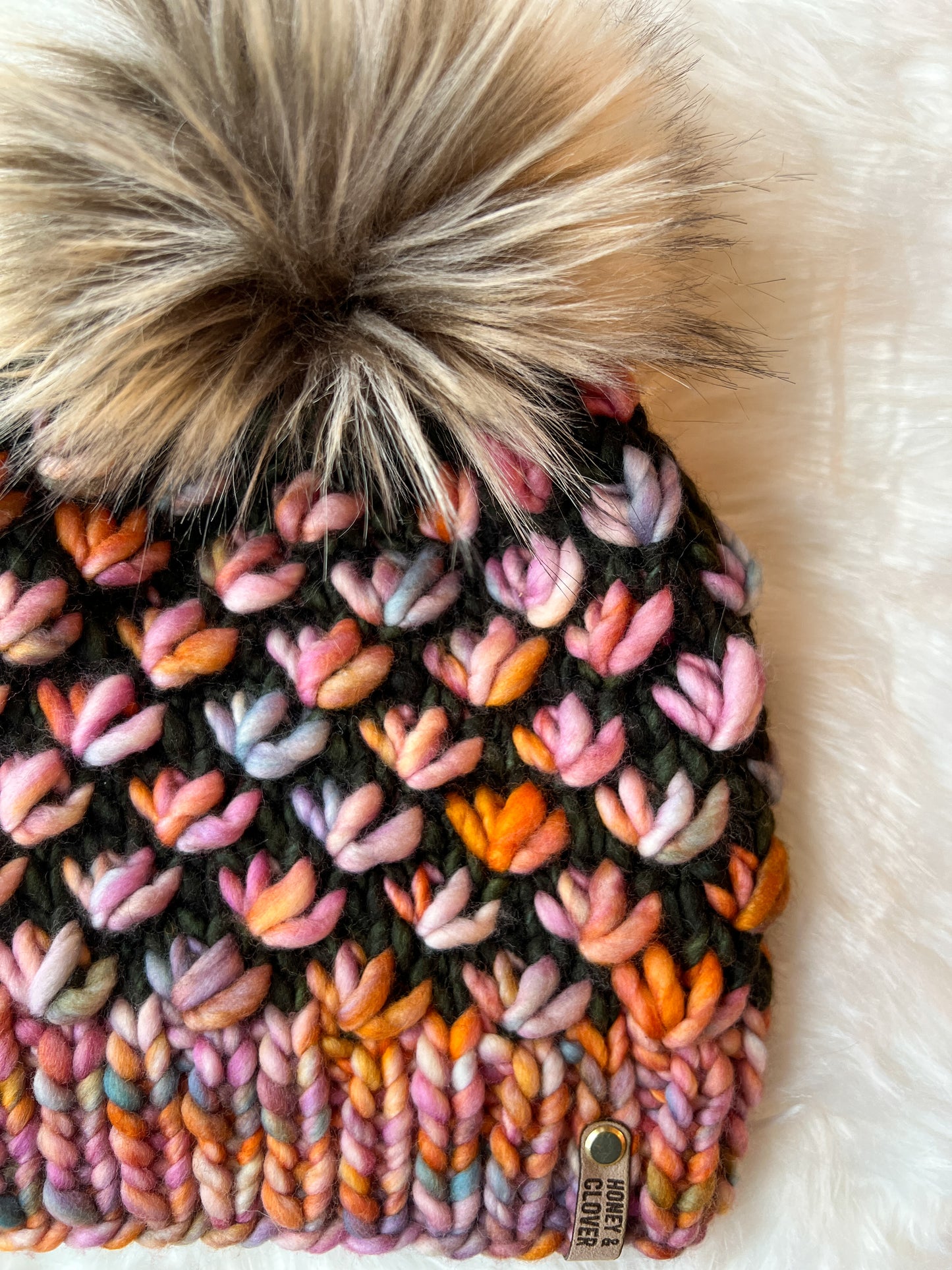 100% Merino Wool Knit Hat | Lotus Flower Beanie