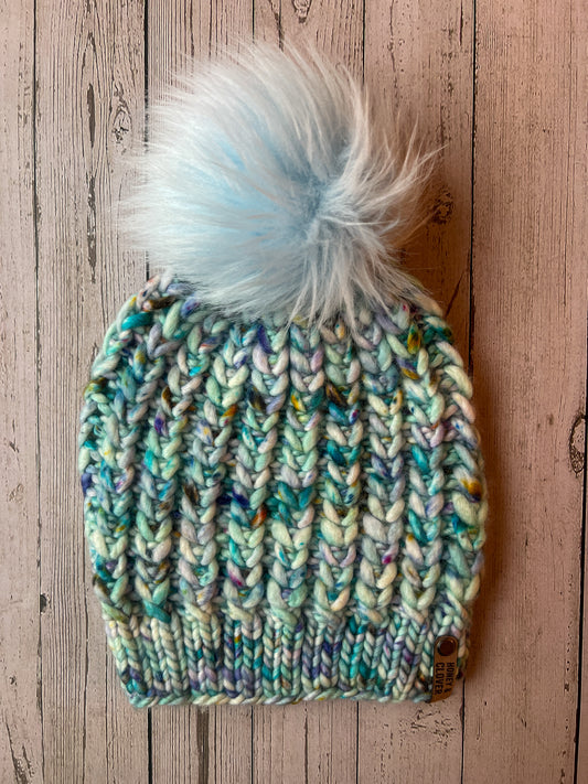 100% Merino Wool Knit Hat | Braided Hearts Beanie (Lightweight)