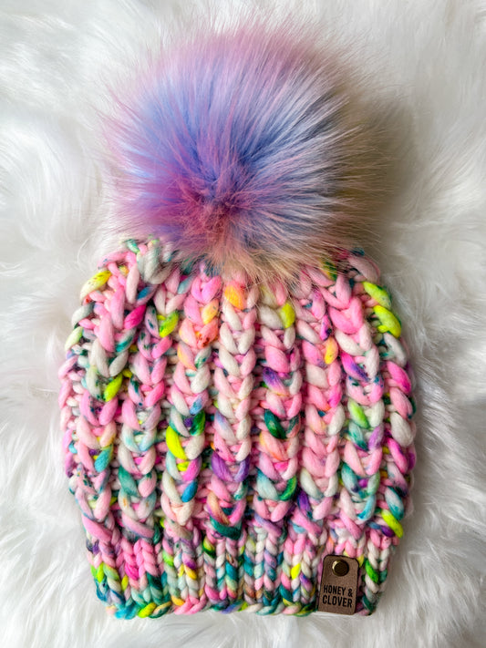 100% Merino Wool Knit Hat | Braided Hearts Beanie