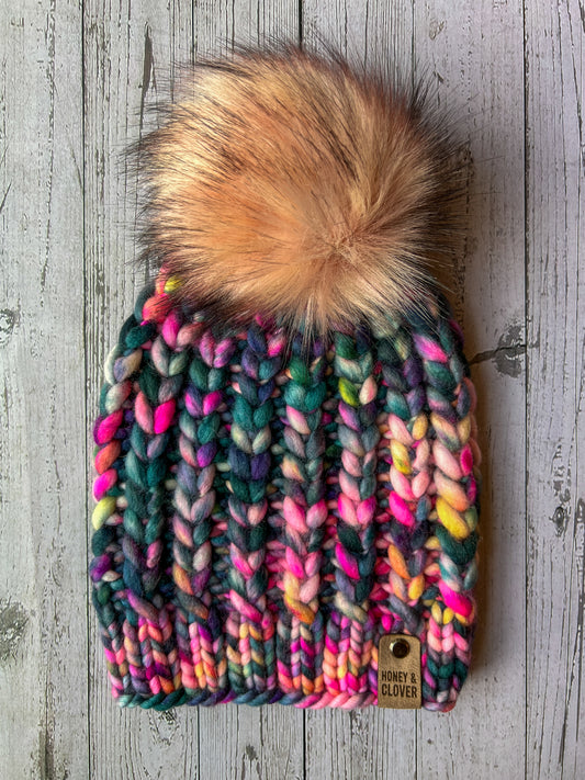 100% Merino Wool Knit Hat | Braided Hearts Beanie