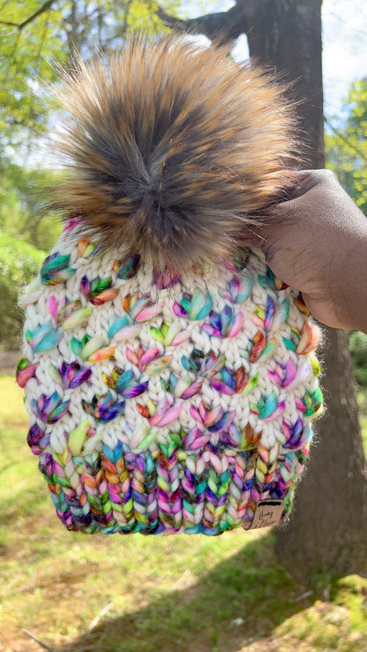 Merino Wool Knit Hat | Lotus Flower Beanie