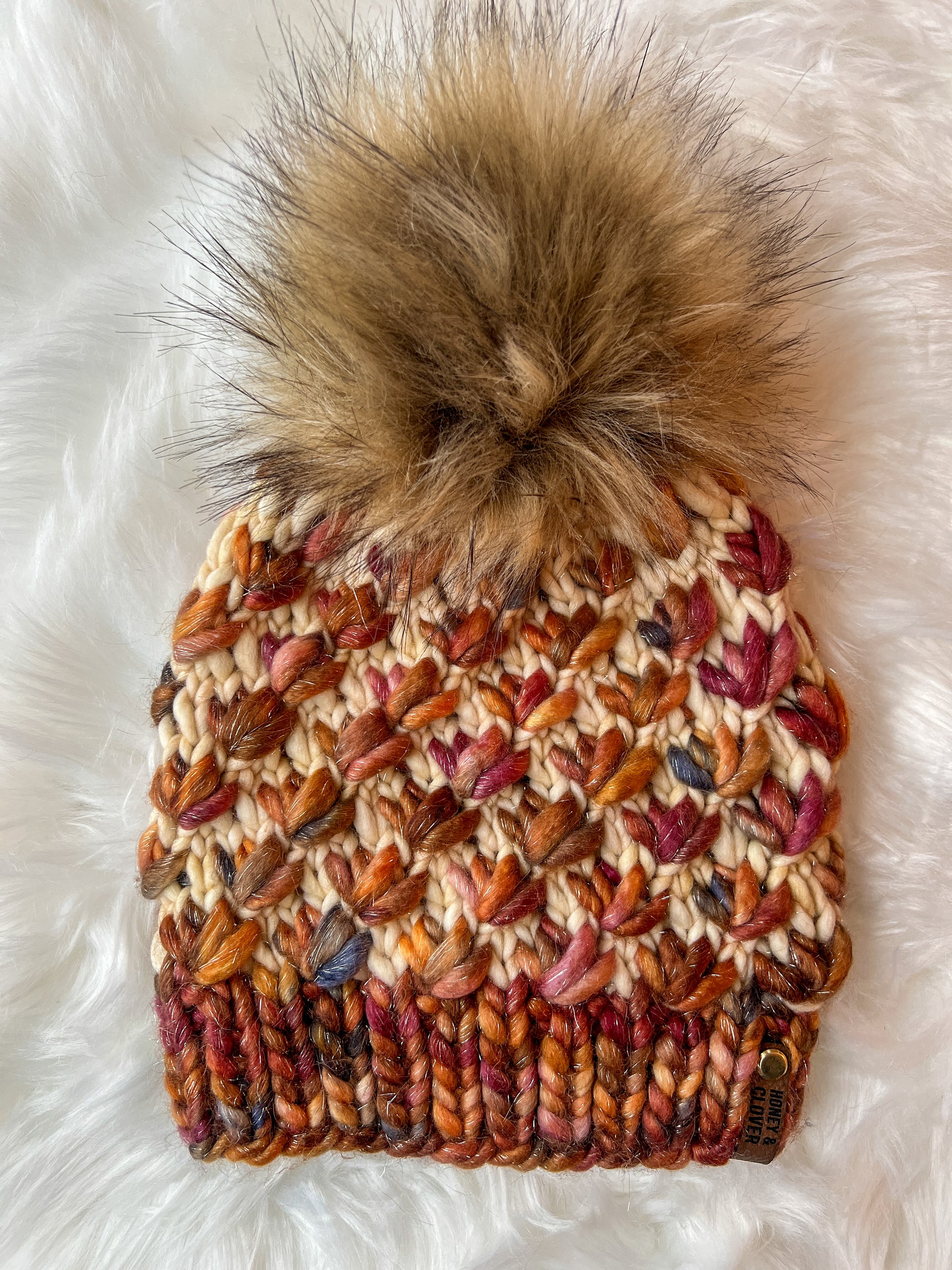 Flower Knitted Hat Beanie 100% Merino Wool Knit Hat Lotus Flower