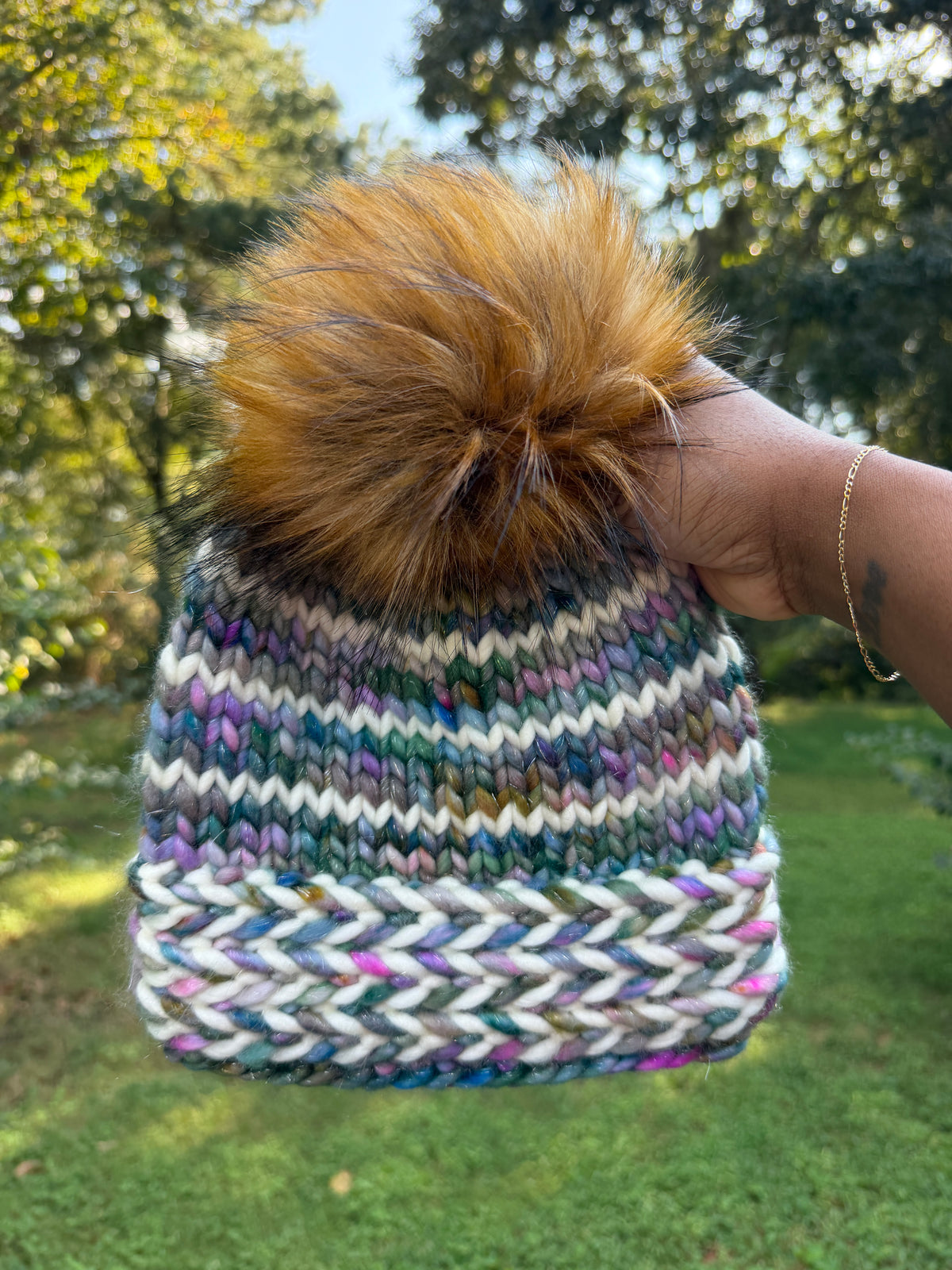 100% Merino Wool Knit Hat | Banded Braids Beanie