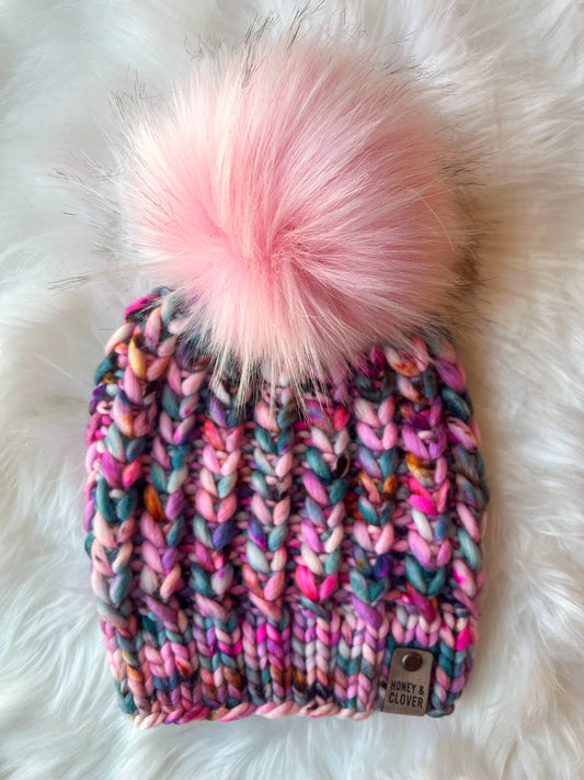 100% Merino Wool Knit Hat | Braided Hearts Beanie