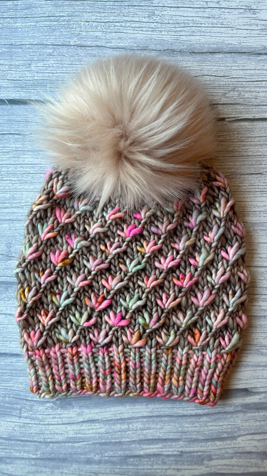 100% Merino Wool Knit Hat | Lotus Flower Beanie