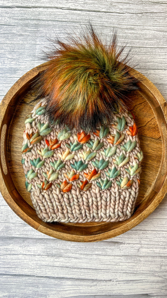 100% Merino Wool Knit Adult Hat | Lotus Flower Beanie