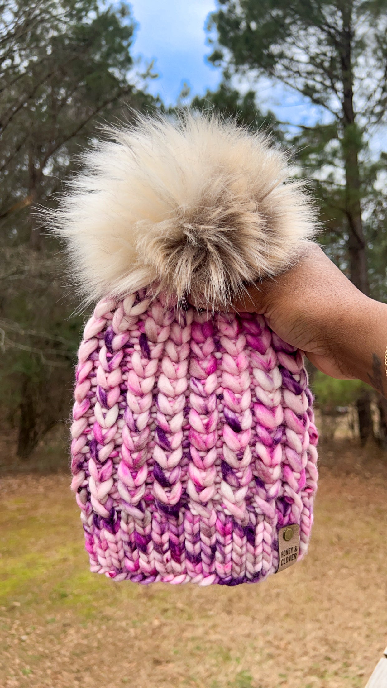 100% Merino Wool Knit Hat | Braided Hearts Beanie