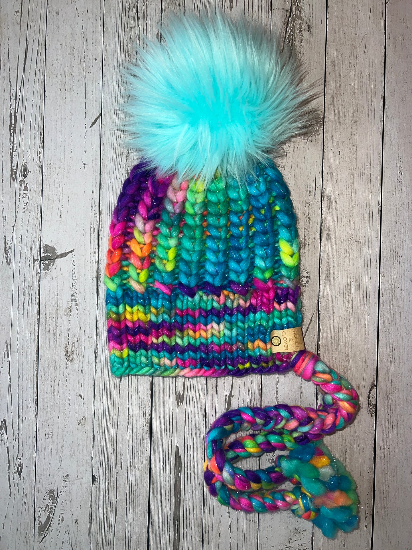 Handknit 100% Merino Wool Hat | Braided Hearts Bonnet