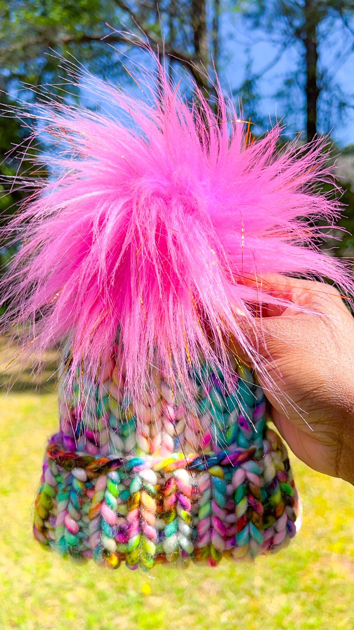 Kid’s Merino Wool Luxury Knit Folded Brim Beanie with faux fur Pom Pom | Baby/Youth 0-6 mo.