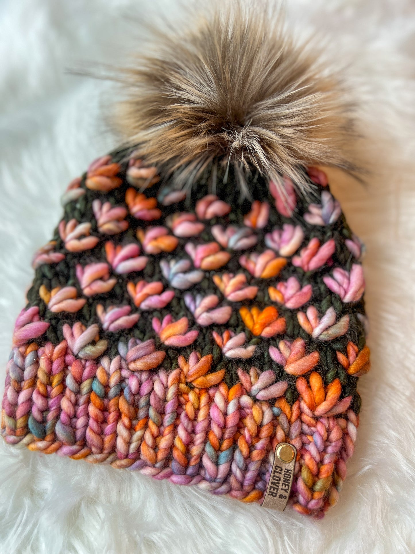 100% Merino Wool Knit Hat | Lotus Flower Beanie