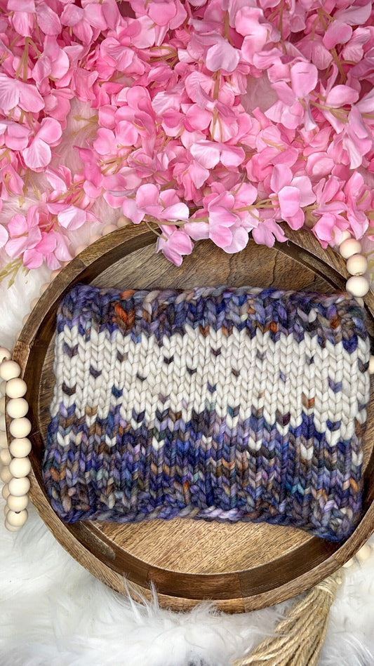100% Merino Wool Knit Winterfell Cowl | Heavyweight Warm Wool Cowl, Scarf | Neck Warmer | Purple, Cream, Natural