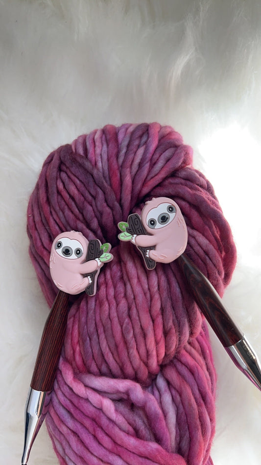 Pink Sloth Stitch Stoppers | Needle Protectors | Knitting Tool | Needle Stopper | Accessory | Maker Tool | Notions