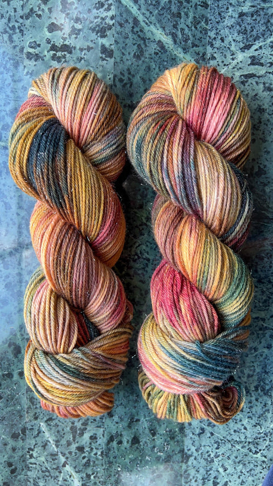 Hand dyed yarn | sparkle DK | hand dyed merino wool yarn | indie dyed wool | Autumn in Bar Harbor