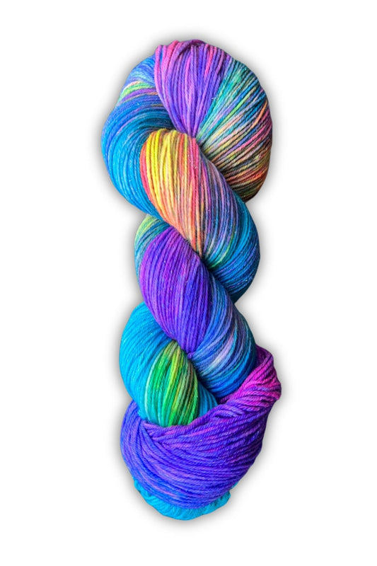 Hand dyed yarn | sparkle DK | hand dyed merino wool yarn | indie dyed wool | Rainbow Brite