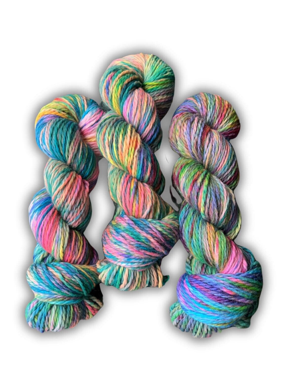 Hand dyed yarn | heavy worsted/aran yarn | hand dyed merino wool yarn | indie dyed wool | Rainbow Brite