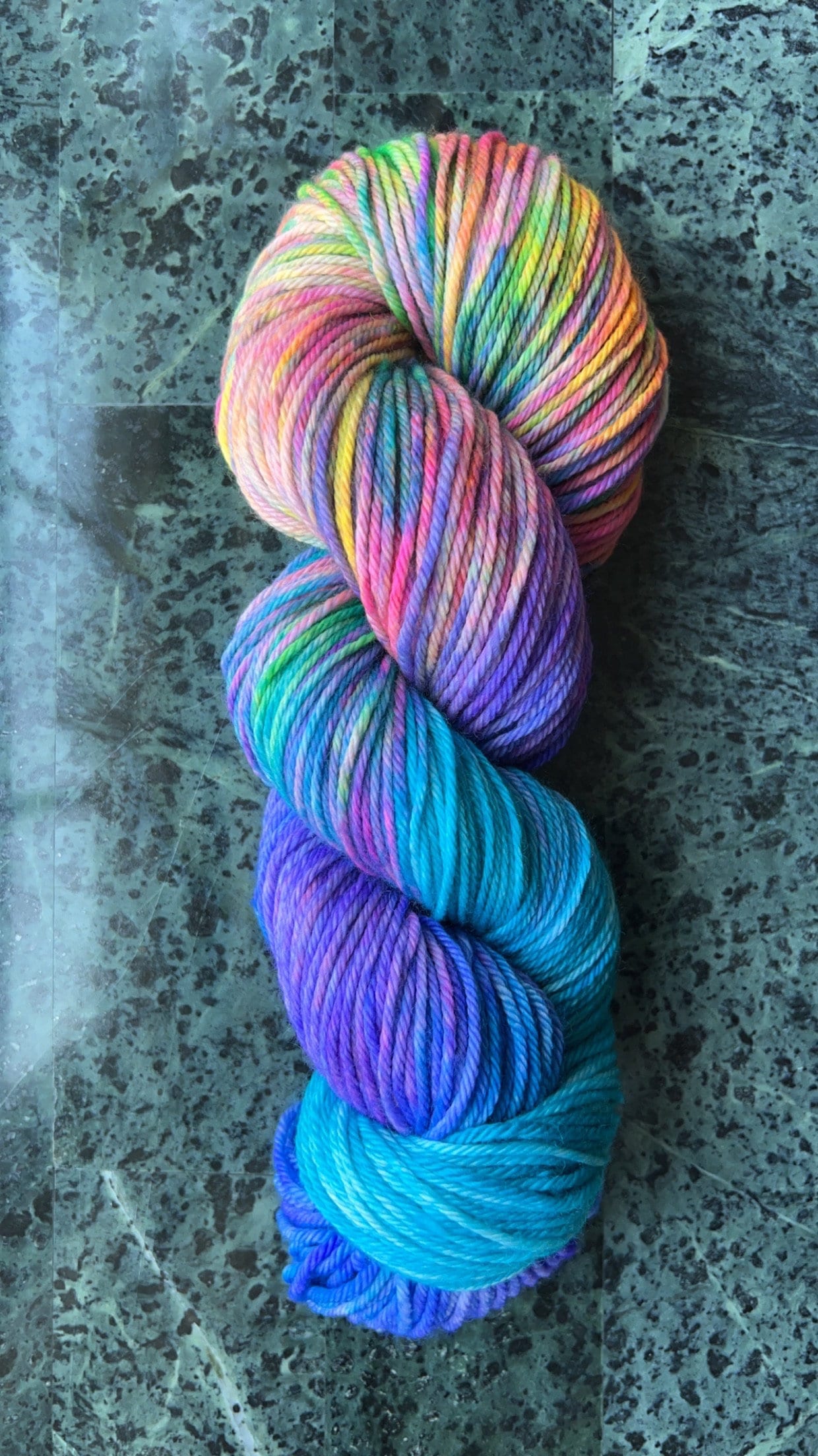 Hand dyed yarn | worsted/aran yarn | hand dyed merino wool yarn | indie dyed wool | Rainbow Brite