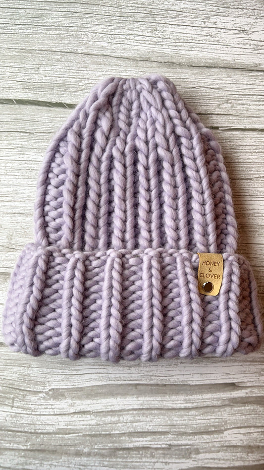 Aprés Beanie | 100% Peruvian Wool Knit Beanie | Heavyweight Warm Wool Hat | Lilac